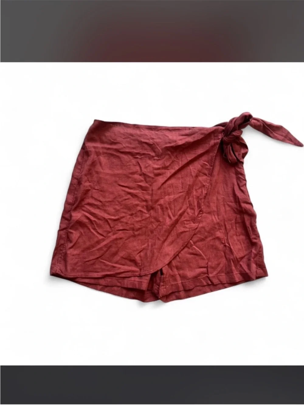 EUC Linen wrap short skort skirt burnt orange terracotta size 4